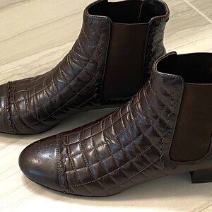 CHANEL Brown Quilted Ankle Boots/Shoes Size 39 Fits 38.5/8.5